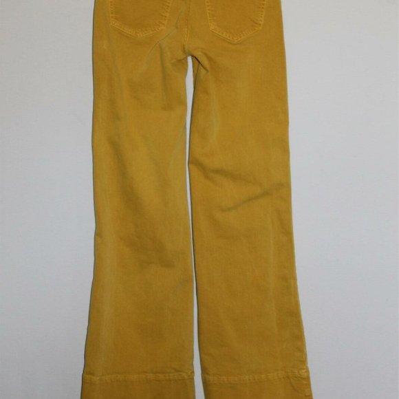 We The Free People Run With Me Pintuck Flare Jeans Mustard Yellow Size 26 HW9946 - Picture 10 of 12